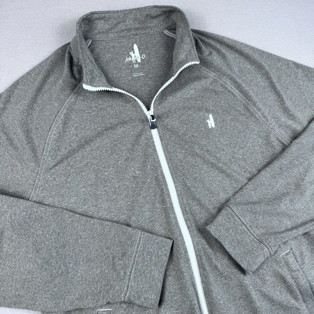Johnnie-O Full-Zip Performance Jacket Men M Lightweight Logo Stretch Golf Gray